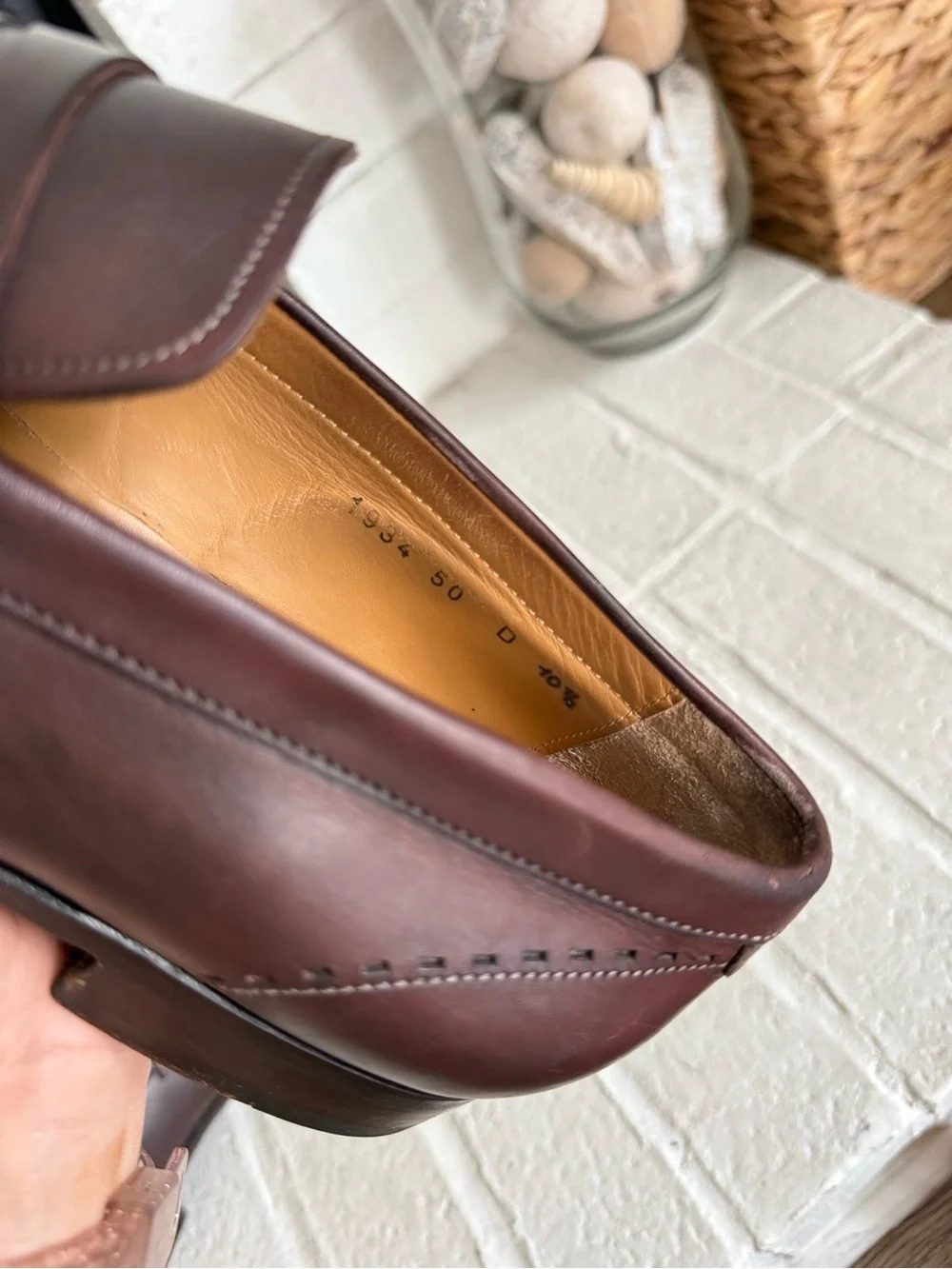Santoni Men’s Brown Leather Penny Loafers Made In Italy Size 10.5 D Luxury Dress